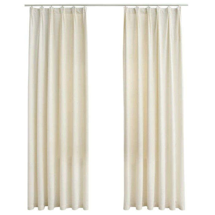 Draperii opace cu carlige, 2 buc., crem, 140x225 cm, catifea