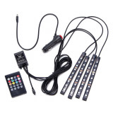 Set 4 x benzi auto LED ambientale, telecomanda