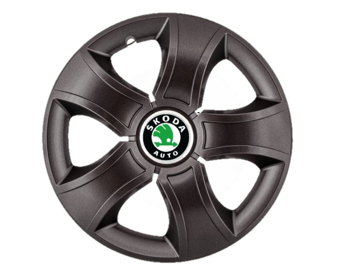 Set 4 capace roti Bis Negru R14 pentru gama auto Skoda