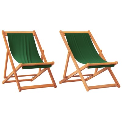 Scaune de plaja pliante, 2 buc., verde, material textil foto