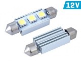 Set 2 Becuri LED Festoon 41mm SV8.5, 12V, Alb 6000K, CANBUS, 3x 5050 SMD, 1W