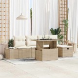 Cumpara ieftin Set Sofa Grădină cu Perne Bej Ratan Polimeric