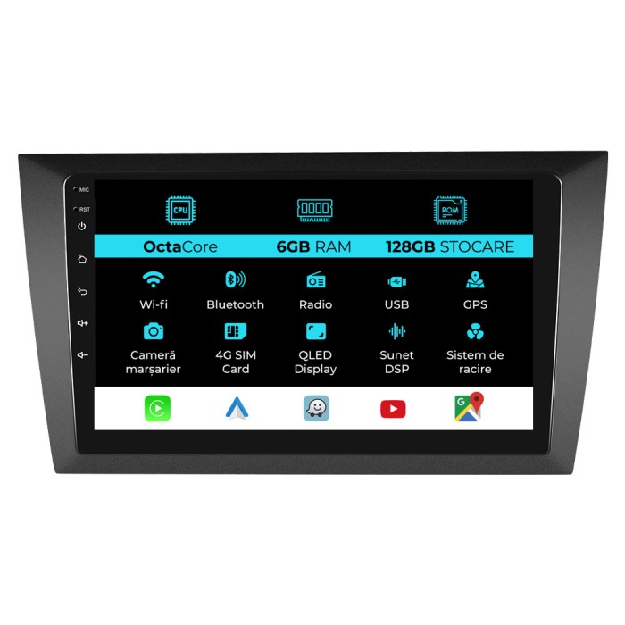 Navigatie Dedicata Volkswagen Golf 6 (2009 - 2013), 9 Inch, 6Gb Ram, 128Gb stocare, Carplay