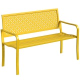 Outsunny Bancă de grădină 2 locuri metalică rezistentă la intemperii Bancă pentru exterior cu spătar rezistent la rugină, geometrică p&acirc;nă la 240 kg |