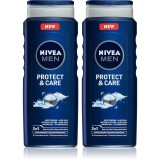 NIVEA MEN Protect &amp; Care gel de dus pentru față, corp și păr ambalaj economic 2 x 500 ml