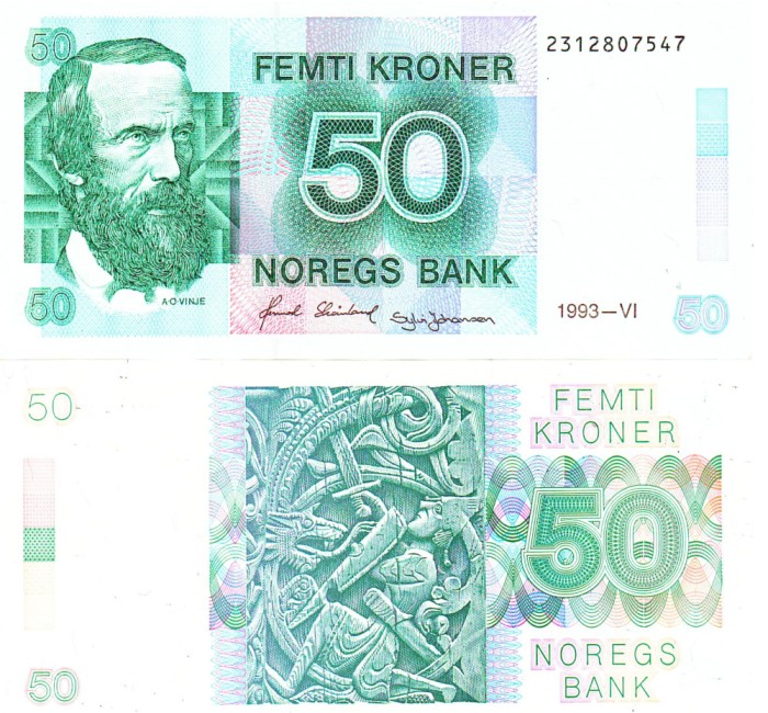 Norvegia 50 Kroner 1993 P-42e UNC