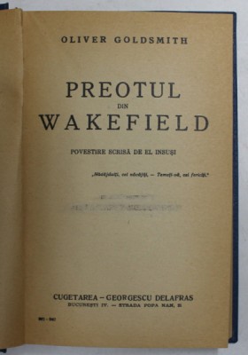 PREOTUL DIN WAKEFIELD de OLIVER GOLDSMITH , 1940 foto