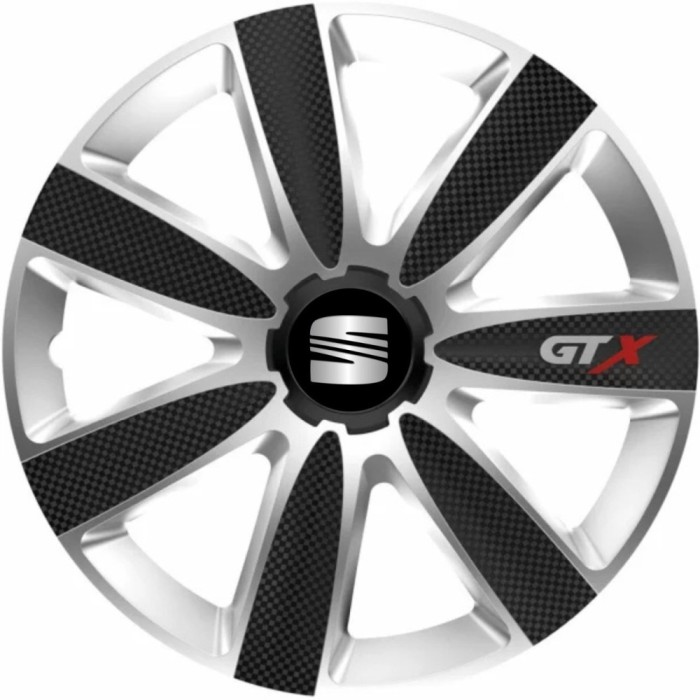 Set 4 Capace Roti GTX Carbon Gri-Negru R17, Pentru Seat