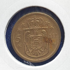 Moneda 5 lei 1930 Paris - cu Sigla ,, KN " Regenta Regele Mihai I