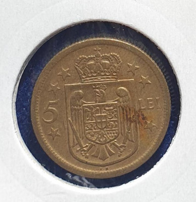 Moneda 5 lei 1930 Paris - cu Sigla ,, KN &amp;quot; Regenta Regele Mihai I foto