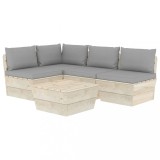 Cumpara ieftin Set mobilier gradina din paleti cu perne, 5 piese, lemn molid