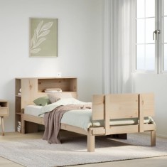 vidaXL Pat cu bibliotecă fără saltea, 100x200 cm, lemn masiv pin 3322648