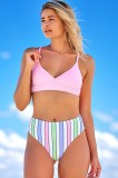 Eross costum baie Stripped S Pink