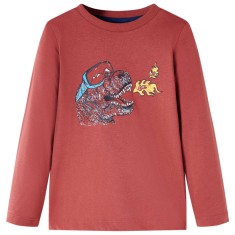 Tricou pentru copii cu m&acirc;neci lungi, roșu ars, 104