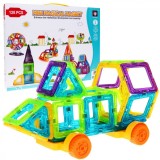 Set Constructie Magnetica 128 Piese, Blocuri Magnetice, Joc Educativ, Dezvoltare Creativa, Motricitate, Gandire Spatiala, Carte Idei
