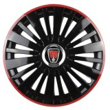 Cumpara ieftin Set 4 Capace Roti pentru Rover, model Falcon Black Cu Rama Rosie, R16, ROVER