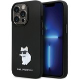 Husa Karl Lagerfeld iPhone 14 Pro Max Silicone, Choupette Metal Pin, negru, KLHCP14XSMHCNPK