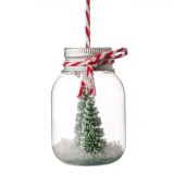 Ornament Brad Crăciun, Model Borcan Transparent, Capac Metalic, &Icirc;nălțime 7cm, Oem