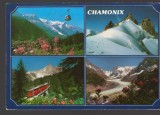 CPIB 25283 CARTE POSTALA - CHAMONIX, MOZAIC, TELECABINA MONT BLANC, CIRCULATA