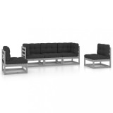Set mobilier de gradina cu perne, 5 piese, lemn masiv de pin