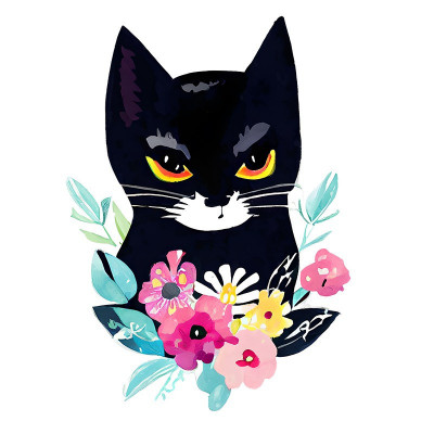 Sticker decorativ Pisica, Negru, 83 cm, 7724ST foto