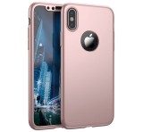 Husa Full Cover 360&deg; (fata + spate + folie sticla) pentru iPhone X, Rose Gold