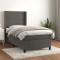 vidaXL Pat box spring cu saltea, gri &icirc;nchis, 90x190 cm, catifea 3132712