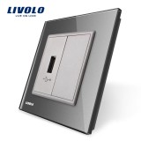 Cumpara ieftin Priza USB Livolo gri cu rama din sticla Crystal eleganta