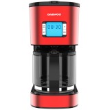 Cafetiera Daewoo DCM1000R, 1000 W, 1.5 l, Filtru permanent, Timer 24 ore, Indicator nivel apa, Design ergonomic, Rosu/Negru
