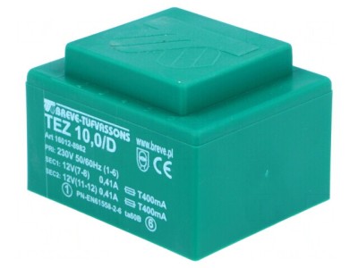 Transformator &amp;icirc;ncapsulat 10VA 230V la 12V 416mA foto