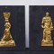 Lot de 2 Figurine din alamă pe placă cu Peter Hahn și soția din Solingen
