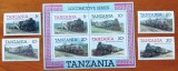 TANZANIA-&#039;&#039;LOCOMOTIVE VECHI&#039;&#039;-COLITA+SET de 4v-MNH-NESTAMP