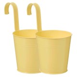 Cumpara ieftin Set 2 ghivece metalice cu carlig Belavi, 16 x 16 x 26.5 cm, galben