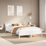 VidaXL Cadru de pat fără saltea, alb, 120x200 cm, lemn masiv pin 855595