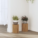 Cumpara ieftin Suporturi de plante, 2 buc., stejar artizanal, 10x10x18cm, lemn