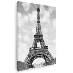 Tablou Turnul Eiffel, Paris, Franta, alb, negru 1486 Tablou canvas pe panza CU RAMA 20x30 cm