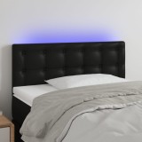 VidaXL Tăblie de pat cu LED, negru, 80x5x78/88 cm, piele ecologică