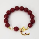 Cumpara ieftin Brățară Argint 925 Placată Aur cu Agat Rubiniu, Reglabilă 17-23cm, Harmony - Bijuterie Damă Elegantă, Made in Italy