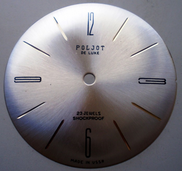K.141 CADRAN CEAS POLJOT DE LUXE 23 JEWELS SHOCKPROOF MADE IN USSR ARGINTIU 2