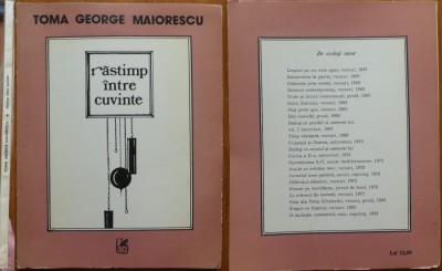 Toma Geroge Maiorescu, Rastimp intre cuvinte, 1985, editia 1 cu autograf catre Iozsef Balogh foto