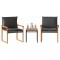 vidaXL Set bistro cu perne, 3 piese, negru, poliratan și lemn acacia 365860