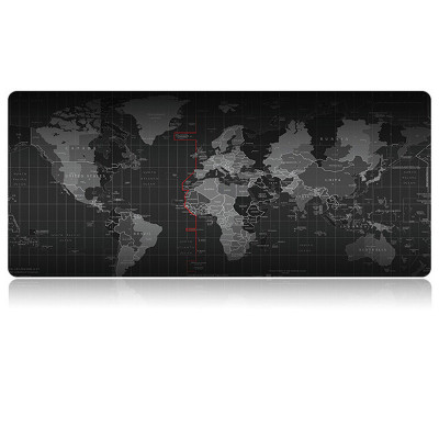 Protectie de birou, harta lumii, 30 x 80cm, negru foto