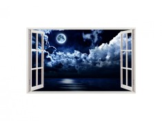 Autocolant decorativ, Fereastra, Planete, Multicolor, 83 cm, 93ST foto
