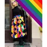 Fusta midi See the Rainbow cu buzunare laterale