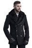 Palton Barbati Negru Lana Casmir cu Guler Blana Detasabil Slim Fit Elegant Fabricat in Romania