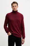 Armani Exchange pulover din amestec de l&acirc;nă culoarea bordo, cu guler, XM001917 AF14008