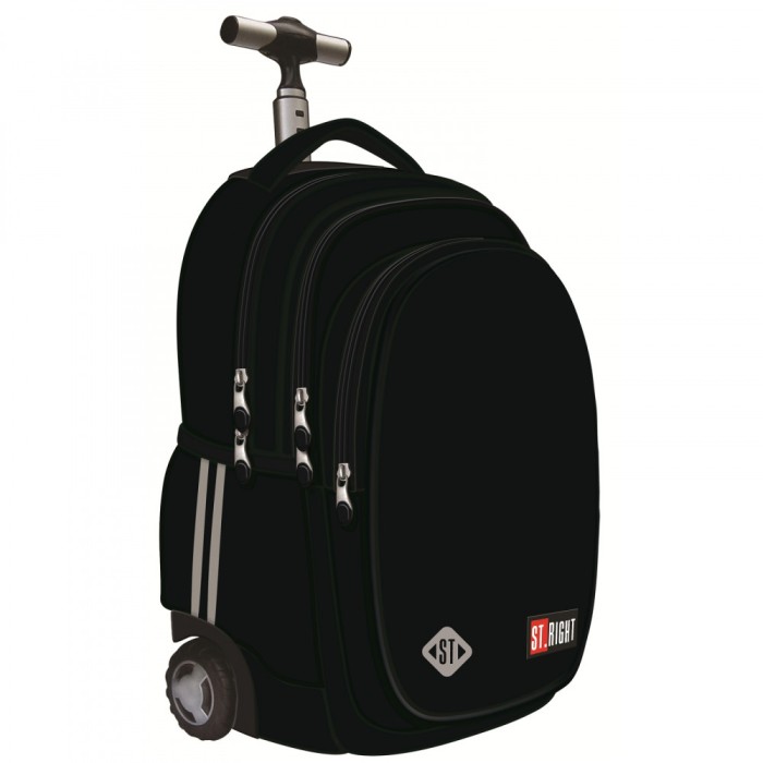 Ghiozdan Troler ST.Right, colectia Black, TB01, roti silicon, 44x32x25 cm