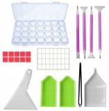 Set ustensile si accesorii pentru broderie diamante, 49 elemente, plastic, multicolor
