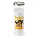 Lum&acirc;nare Decorativă, Model &Icirc;nger, Alb, Diametru 7 cm, &Icirc;nălțime 19 cm, Timp Ardere 80 Ore, Oem