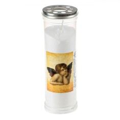 Lum&acirc;nare Decorativă, Model &Icirc;nger, Alb, Diametru 7 cm, &Icirc;nălțime 19 cm, Timp Ardere 80 Ore